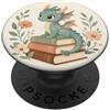 Cute Cottagecore Dragons with Books Desi Cute Baby Dragon Lettura Libri Fantasy Art PopSockets PopGrip Adesivo
