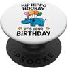Happy Hippo Designs Hip ippopotamo Hooray Celebration Party Animal PopSockets PopGrip Adesivo