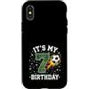 Kids Soccer Football Birthday Shirts And Custodia per iPhone X/XS It's My 7th Birthday Soccer Ball Field 7 Year Old Boy