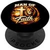 Man Of Faith Cool Lion Father's Day Sapp Man Of Faith Cool Lion Festa del Papà Marito Protettore Eroe PopSockets PopGrip Adesivo