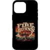 Christian Revival Faith Fire Cross Custodia per iPhone 16 Pro Max Retro Mountain Cross Il fuoco brucia ancora