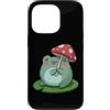 Cottagecore Frog Mushroom Lily Pad Cute Custodia per iPhone 13 Pro Carino Rana Fungo Ombrello Lily Pad Cottagecore Cartoon Art