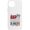 Red White and Mom Retro Bow Apparel Custodia per iPhone 14 Plus Rosso Bianco e Mom Retro Drippy Patriotic Bow Graphic