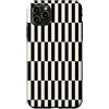 Stripes Geometric Vertical Lines Girly P Custodia per iPhone 11 Pro Max Astratto A Scacchi Nero E Crema Strisce Linee Classiche