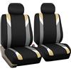 FH GROUP Set di coprisedili anteriori per auto con schienale basso, con poggiatesta rimovibile, misura universale, compatibile con airbag, per SUV, berlina, furgoni, beige