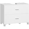 EUGAD Mobile Sottolavabo per Bagno con 2 Cassetti, Mobiletto Bagno Moderno da Terra 80x30x60 cm, con Foro per Sifone 20x22 cm, per Lavabo con Colonna, in Legno e Metallo, Bianco