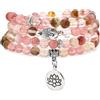 oasymala Bracciale Mala da 6 mm con 108 perline, collana Yoga Zen con ciondolo Buddha e loto per la preghiera (Tormalina anguria (Watermelon Tourmaline))