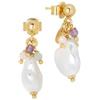 Boccadamo Orecchini con perla scaramazza e ciuffetto di perle tonde, ametista, acquamarina, quarzo rosa e morganite pink