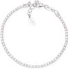 Amen Gioielli, Bracciale Tennis, Bracciale Donna Argento 925, Rodiato con Zirconi Bianchi, Lunghezza Regolabile da 18 a 21 cm, Regalo Donna