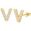AILUOR Orecchini iniziali da donna, orecchini con lettere in argento S925 placcati in oro 14K ipoallergenici Orecchini personalizzati con nome dell'alfabeto Regali di compleanno Gioielli (V-Oro)