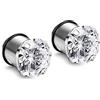 Longbeauty, set di 2 dilatatori singoli in acciaio inox con zircone bianco, in zirconia cubica trasparente