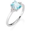 Amen Gioielli, Anello Princess, Anello Donna Argento 925, Rodiato con Zirconi Acquamarina e Bianchi, Anello regolabile per misure dalla 18 alla 20, Regalo Donna
