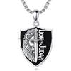 PROESS Collana da uomo in argento Sterling 925 con leone, Memento Mori, corona di spine, lupo, ciondolo religioso, gioiello cristiano, Argento sterling, Non pietra preziosa