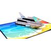 REMOtech Biglietto pop-up 3D yacht sulla spiaggia - biglietto pieghevole con motivo barca per compleanno, vacanze e viaggi, con busta bianca - aperto 24 x 17 cm, pop-up 6 cm