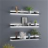 simdennr Mensola Galleggiante a Parete in Metallo con Luci LED, Mensola Appendiabiti per Soggiorno Cucina Bagno, Mensola Illuminata Integrata con Luce LED, Nera, 80CM