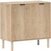 HOMCOM Mobiletto Multiuso a 2 Livelli con Ripiano Regolabile su 3 Livelli, Mobile Contenitore con Gambe in Legno di Pino, per Soggiorno e Camera da Letto, 78x40x77.5 cm, Color Rovere