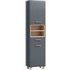 HOMCOM Colonna Bagno Moderna con Cassetto Armadietti 40x24x160 cm Grigio | 2 Vani Aperto, Mobile Bagno Salvaspazio Alta in Legno, Maniglie in Lega di Alluminio