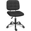 Leader Accessories Sedia da Ufficio Ergonomica Senza Braccioli | Sedia da scrivania girevole con ruote, altezza regolabile, similpelle PU e design salvaspazio senza braccioli