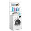 cecaro group Scaffale Sopra Lavatrice in Metallo - Libreria Salvaspazio 3 Ripiani - Struttura Super Resistente - Piedini Antiscivolo - Organizer Lavanderia 65x25x160 cm - Bianco