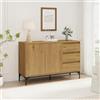 [en.casa] Credenza Bassa a 2 Ante con Ripiano Regolabile Cassettiera Mobile Contenitore Multiuso a 3 Cassetti per Corridoio Soggiorno Studio 77 x 120 x 40 cm - Effetto Rovere Scuro