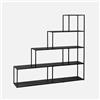sweeek Libreria Industriale a Scala in Metallo, 4 Livelli Nero - 160x30x157 cm