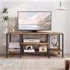 HOOBRO Mobile Porta TV con Mensola TV, Supporto Televisore per Schermi Fino a 55 Pollici, Moderno Mobile Multimediale, Centro di Intrattenimento Industriale, Marrone Vintage e Nero EBF57DS01