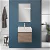 Inbagno Mobiletto Bagno Sospeso Salvaspazio Da 50 Cm In Legno Nobilitato Rovere Linea Kira Con 1 Anta Dalla Chiusura Soft-Close, Completo Di Specchio 50x60 Cm E Lavabo