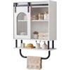 LIFEZEAL Armadio a Parete per Bagno, Armadio con Porta Asciugamani e Scomparto Aperto, Mobile Sospeso per Bagno, Cucina, Soggiorno, 50 x 20 x 70 cm (Bianco)