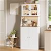 BIYFSDS Credenza alta cucina con LED, mobile da cucina con piano di lavoro, armadio da cucina con ripiani regolabili e armadi, credenze, vetrina per sala da pranzo (bianco)