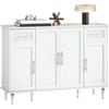 HOMCOM Mobile Soggiorno, 2 Cassetti 3 Armadietti, 120x38x86 cm, Bianco | Credenza Soggiorno, Mobile Cucina120 cm, Ripiani Regolabili, Madia, Gambe in Pino, Sala da Pranzo, Cucina