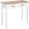 HOMCOM Consolle Tavolino con 2 cassetti Design retrò per ingresso corridoio soggiorno Camera da letto Pino 87x34x78,5 cm Bianco