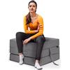 Loft 25 Futon Pieghevole e Resistente all'acqua, Materasso a Cubo con Maniglia per il Trasporto, Futon per Ospiti del Soggiorno e Della Camera da Letto, Comoda Divano Letto Futon (Grigio scuro)