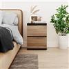 URBNLIVING Comodino in legno con 2 cassetti, senza maniglia, comodino, tavolino