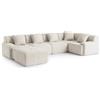 MILYsofa Divano modulare angolare, 5 posti con penisola, tessuto chenille, fodere dei cuscini removibili (Bianco Avorio, 5 posti con penisola)