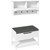 HOMCOM Mobile Appendiabiti a Muro con Panca Scarpiera Dotato di Cubi da Parete, 4 Ganci e Ripiano Nascosto, 80x20x40 cm, Bianco