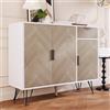 MURUL Armadietto moderno, credenza in bianco e effetto legno, ripiani regolabili in altezza e con cassetto (90 x 30 x 71,5 h) (bianco + colore legno)