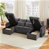 Rosebibi Divano letto a forma di U a 4 posti con portabevande, divano ad angolo con vano portaoggetti, divano letto con funzione sonno, inclusi portabevande e cuscini (grigio)