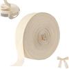 VIQIHEOE Nastro di Cotone, 2,5cm x 50m Cinghia in Cotone Nastro Decorativo, Fettuccia in Twill di Corde, Fettucce in Tessuto a Spina di Pesce, per Cucire, Maglieria, Legatura(Beige)
