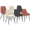 IDMarket - Set di 6 sedie THALYA grigio scuro x2, terracotta x2, beige x2 in velluto misto con braccioli