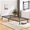 EGGREE Letto Matrimoniale Cornice di Letto Pieghevole Struttura in Metallo Letti di Ricambio Base con Ruota chiudibile, Nero 196.5 x 140 cm