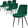 ML DESIGN modern living ML-Design Set di 6 Sedie per Sala da Pranzo Verde Scuro Seduta in Velluto con Gambe in Metallo Nero Sedie da Cucina con Schienale Sedie da Soggiorno Imbottite per Ufficio Poltrone