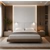 P17 - TESTIERA | Spalliera in Ecopelle con 2 Lampade a Led Touch | Colore Ice | Cuciture Righe | Dimensioni L.160 H.60 |