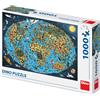 Dino Bikes Puzzle Mappa del mondo 1000 pezzi