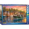 Empireposter puzzle da 1000 pezzi - Puzzle - Tramonto nel porto di pescatori di Dominic Davison + set di 3 accessori per puzzle DeLuxe