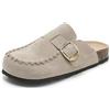 SMajong Zoccoli Uomo Sabot Donna Comode Pantofole in Pelle Ciabatte con Sottopiede in Sughero Beige 39 EU