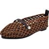 Gicoiz Donna Appuntito Dolly Scarpe Mesh Ballerine Piatto Scarpe Closed Appuntito Sposa Walking Driving Lavoro Hollow out Comfy Mary Jane Marrone Numero 33 EU