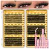QUEWEL Kit Extension Ciglia da 580 Pezzi in 6 Stili (10-18 mm) - ciuffetti ciglia finte kit Singoli Riutilizzabili per Look da Naturali a Drammatici - Faidate a Casa (30D-100D)