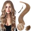 Elailite Extension con Cheratina Capelli Veri 1 Grammo #12 Marrone Chiaro, 25 Ciocche 100% Human Hair Indiani 60cm 25g