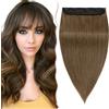 SEGO Extension Clip Capelli Veri Fascia Unica Folta 40cm Clip in Human Hair Extensions 100% Remy con 5 Clips 3/4 Full Head - #6 Marrone Chiaro 80g