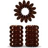 Gerlich Set di 10 elastici per capelli a spirale - elastici per meno doppie punte e capelli rotti - elastici per capelli - spirali per capelli fini - elastici per capelli a cavo telefonico, marrone, 2.5 cm
